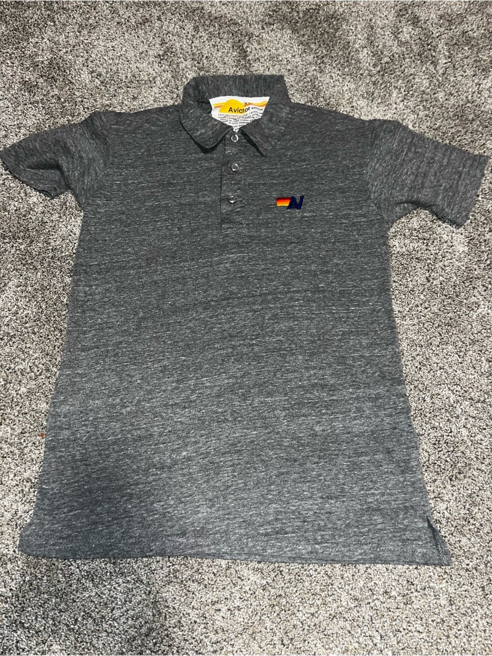Aviator Nation Polo Shirt Mens Size xS Heather Gray Embroidered Short Sleeves